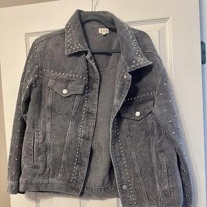 Gray studded corduroy jacket